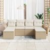 vidaXL Garden Sofa Set with Cushion 6 pcs Beige Poly Rattan