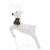 vidaXL Reindeer And Sleigh Christmas Decoration Set of 4 White Mesh, Metal