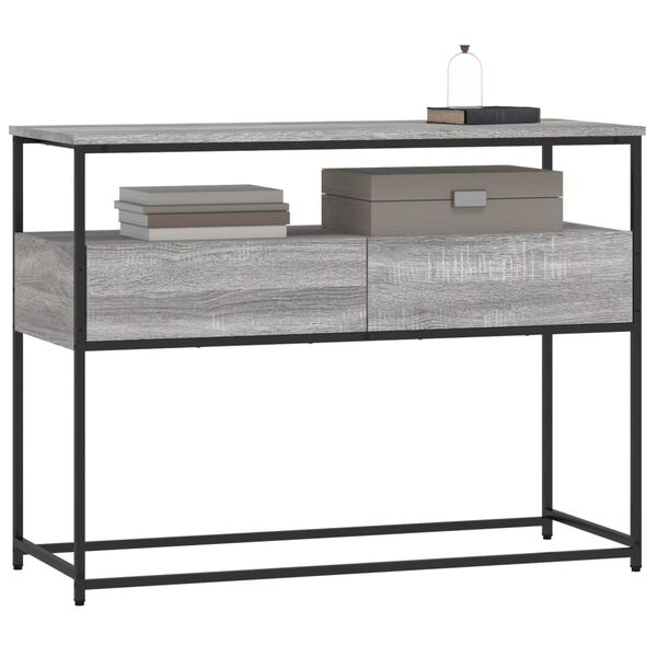 vidaXL Console Table Grey Sonoma Engineered Wood, Metal