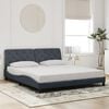 vidaXL Bed Frame with LED without Mattress Dark Gray 72"x83.9"Velvet