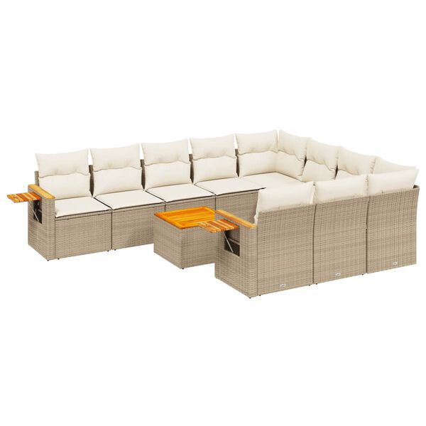 vidaXL Sofa Set Beige PE rattan Large Modular Garden Sofa Set