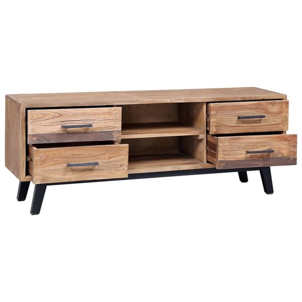 vidaXL TV Cabinet Natural Teak Solid Teak Wood Standard TV Cabinet