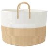 vidaXL Storage Basket Beige and White Woven cotton rope &Oslash;20.1x13.0 in