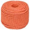vidaXL Work Rope Orange 0.55 " 82.0 ' Polypropylene