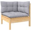 vidaXL Garden Lounge Set Grey cushions, Natural wood