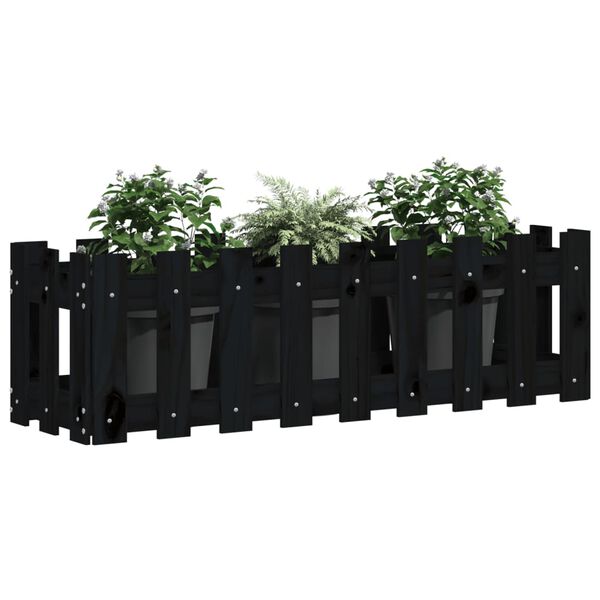 vidaXL Garden Raised Bed Black Solid Pine Wood 39.4 x 11.8 in