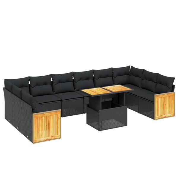 vidaXL Garden Sofa Set Black