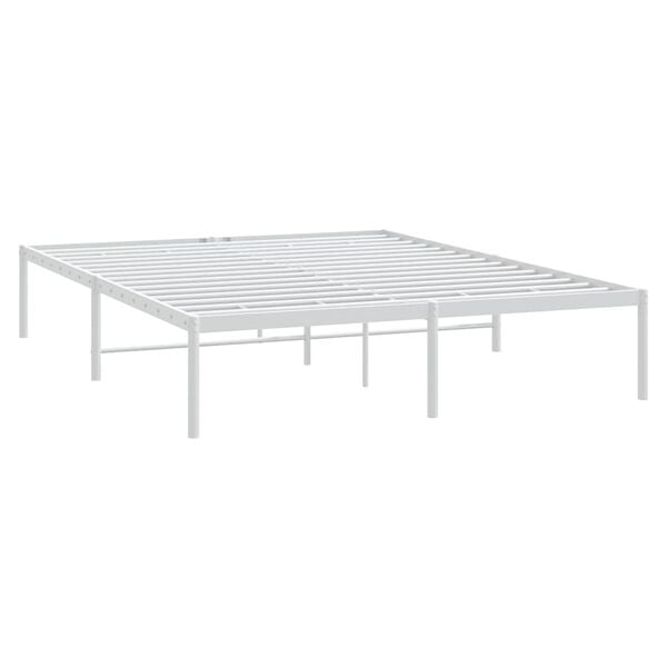 vidaXL Bed Frame White Powder-coated steel King Size Bed Frame