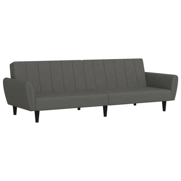 vidaXL Sofa Bed Dark Grey Velvet (100% polyester), wood, plastic 2-seater