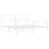 vidaXL Bed Frame White Powder-Coated Steel Super King Bed Frame
