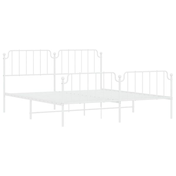 vidaXL Bed Frame White Powder-Coated Steel Super King Bed Frame