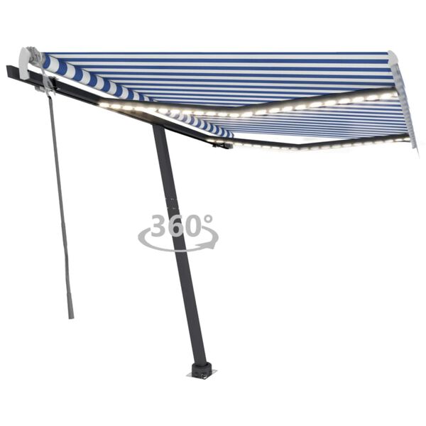 vidaXL Retractable Awning Blue and white