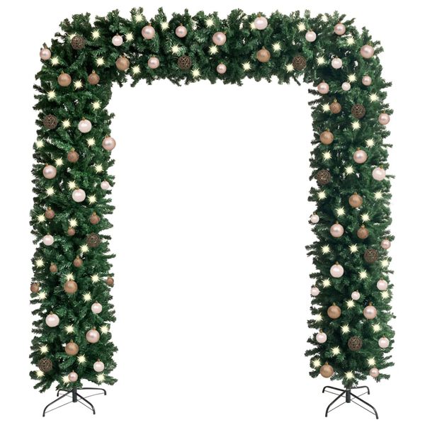 vidaXL Christmas Tree Arch with LEDs&Ball Set Green 94.5"