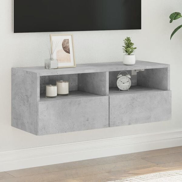 vidaXL TV Wall Cabinet Concrete grey Engineered wood 31.5x11.8x11.8 in