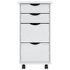 vidaXL Rolling Cabinet White Solid pine wood, engineered wood, plastic