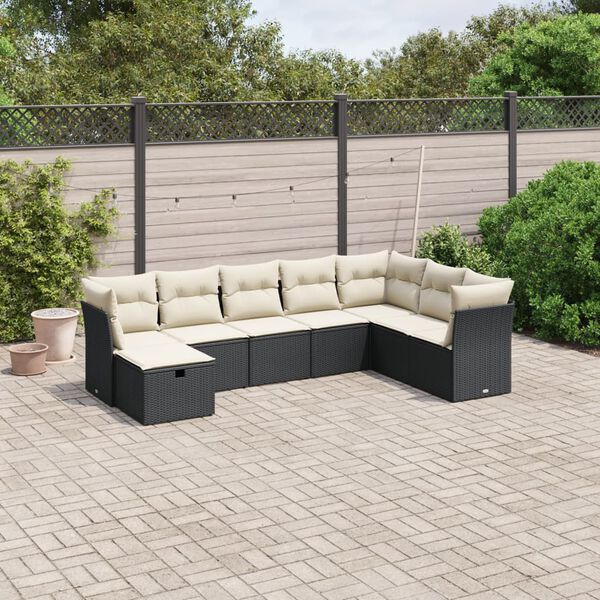 vidaXL Garden Sofa Set Black Poly Rattan, Steel Large Modular
