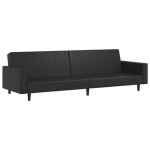 vidaXL Sofa Bed Black Faux leather, wood, plastic, foam 2-seater