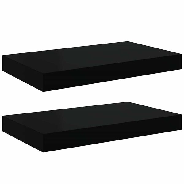 vidaXL Wall Shelf Set of 2 Black Honeycomb MDF, metal Medium