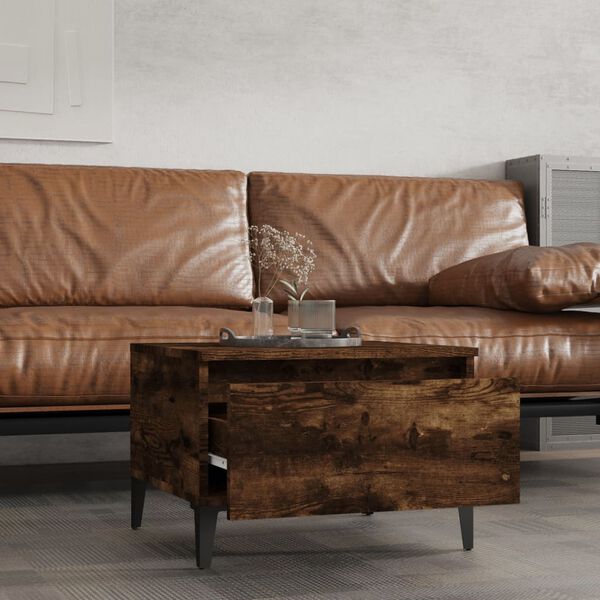 vidaXL Side Table Smoked Oak Engineered Wood 19.7 x 18.1 x 13.8 in