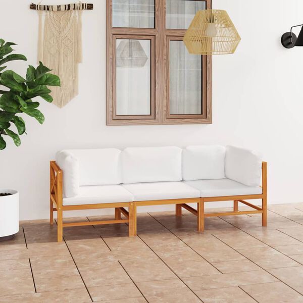 vidaXL 3-seater Garden Sofa Cream, Teak Wood