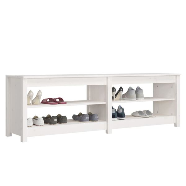 vidaXL Shoe Bench White 63.0x14.4x19.7" Solid Wood Pine