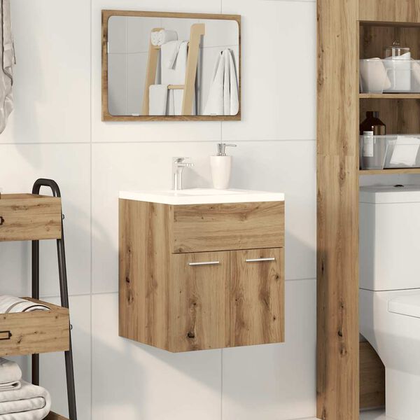 vidaXL Bathroom Sink Cabinet Artisan Oak Engineered Wood, Iron