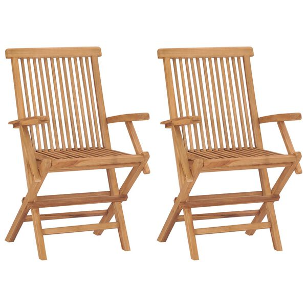 vidaXL Garden Chair Set of 2 Anthracite Solid Teak Wood Medium