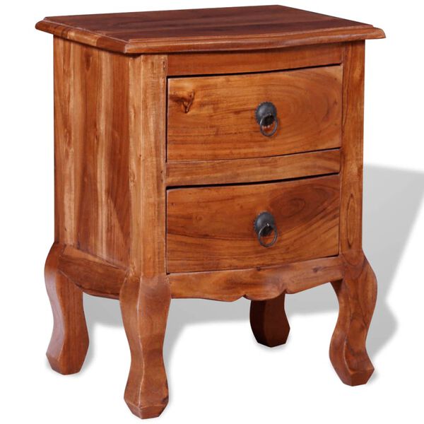 vidaXL Nightstand Brown Solid Acacia Wood Nightstand Rectangular