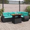 vidaXL 6 Piece Patio Sofa Set with Cushions Black Poly Rattan