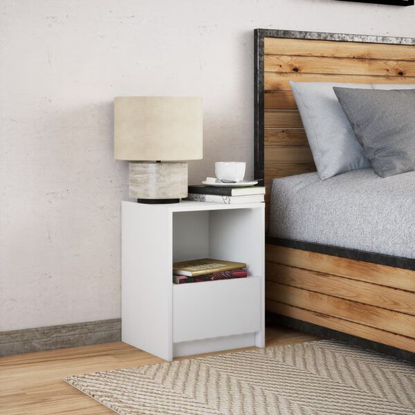 vidaXL Bedside Cabinet White Engineered Wood Nightstand End Table