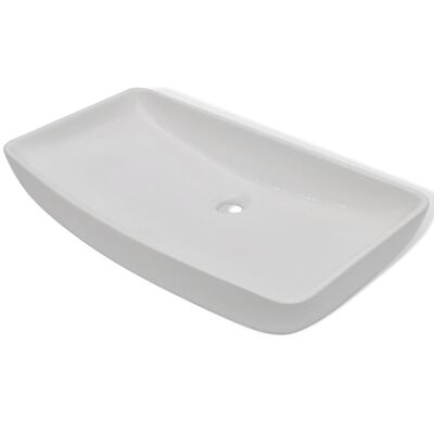 vidaXL Luxury Ceramic Basin Rectangular 28"x15" White