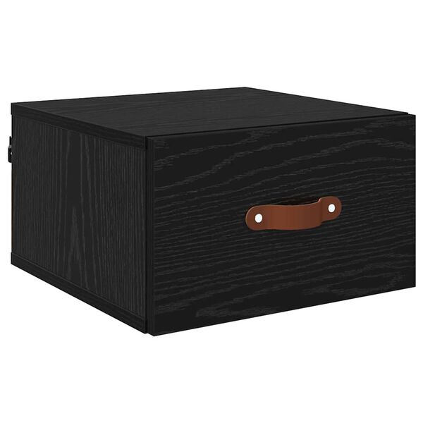vidaXL Wall-mounted Bedside Cabinet Black Oak 13.78 x 13.78 x 7.87 in