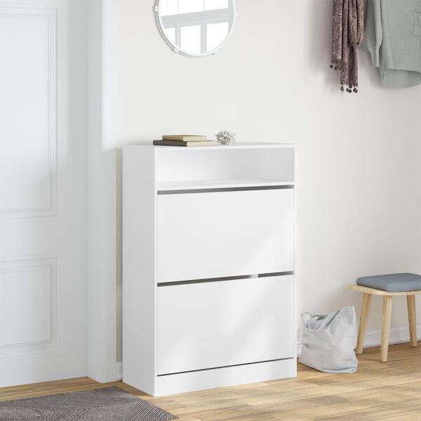 vidaXL Shoe Cabinet White Engineered wood Tall Shoe Cabinet