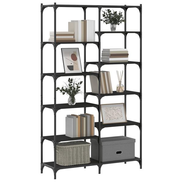 vidaXL Bookshelf Black Engineered wood, iron 39.4x12.6x66.9 in