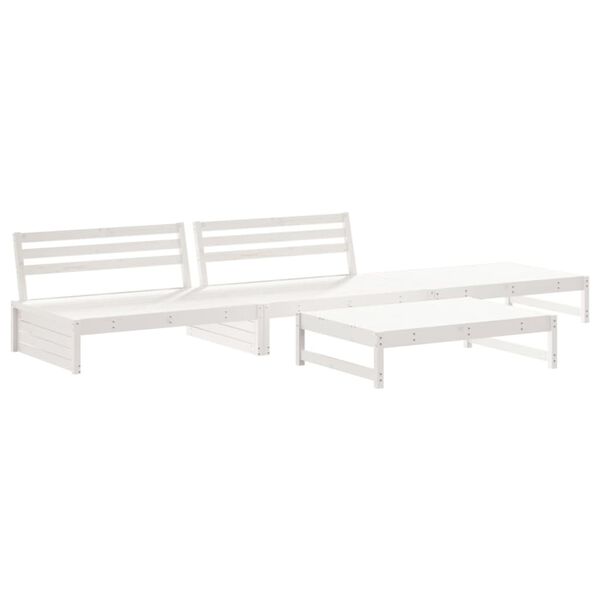 vidaXL Garden Lounge Set White Solid Pine Wood, Plywood Large Modular