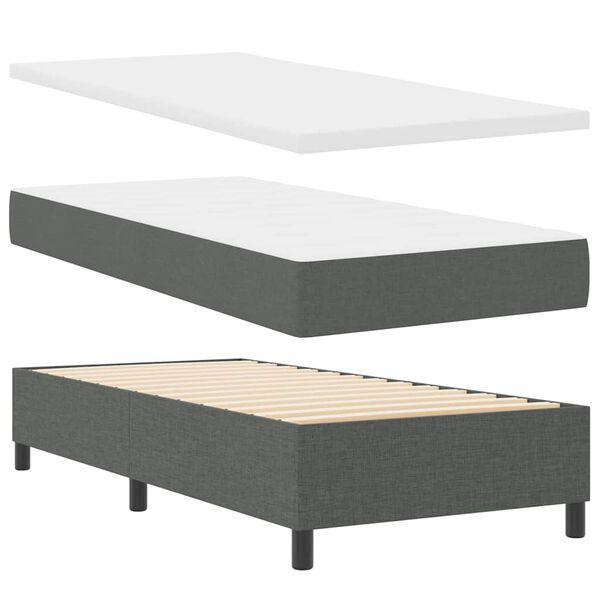 vidaXL Box Spring Bed with Mattress Dark grey 39.37 x 78.74 in