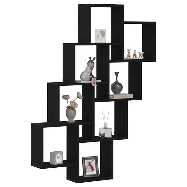 vidaXL Wall Shelf Black Oak 35.43 x 5.91 x 47.05 in Engineered Wood