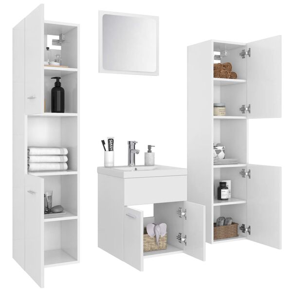 vidaXL Bathroom Furniture Set White Engineered wood, acrylic Medium