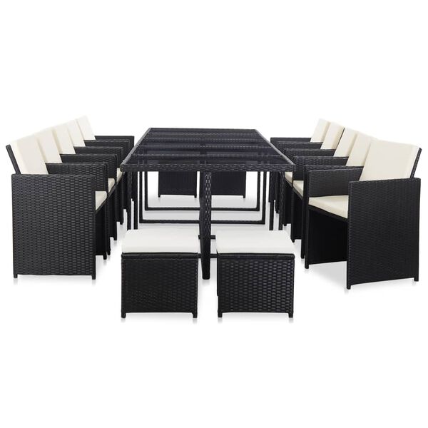 vidaXL Garden Table And Chair Black and Cream White