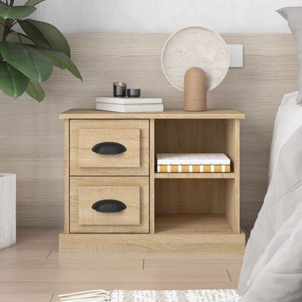 vidaXL Bedside Cabinet Sonoma Oak Engineered wood Compact