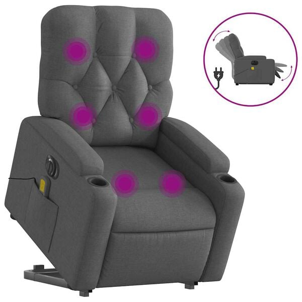vidaXL Electric Stand Up Massage Recliner Chair Dark gray
