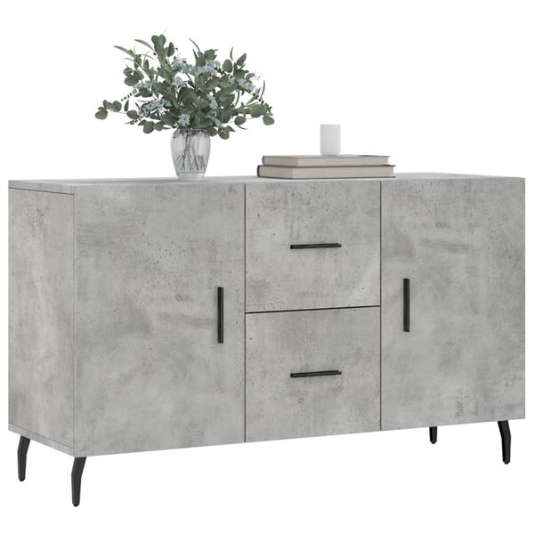 vidaXL Sideboard Concrete Gray Engineered Wood, Metal Medium Modern