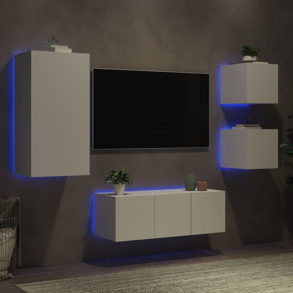 vidaXL TV Wall Unit White Engineered wood Standard TV Wall Unit