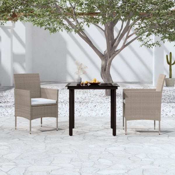 vidaXL Garden Dining Set Beige and black