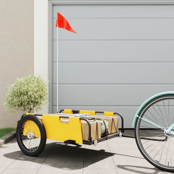 vidaXL Bike Trailer Yellow Oxford Fabric and Iron