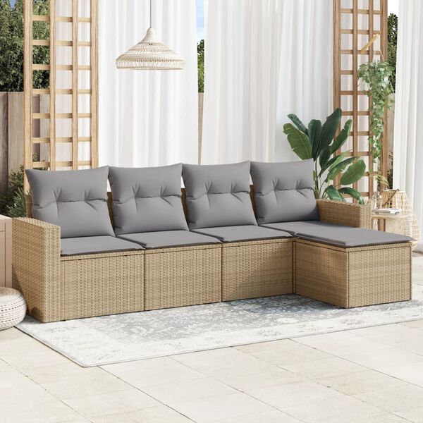 vidaXL Garden Sofa Set Beige, Light Grey