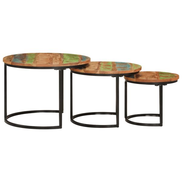 vidaXL Nesting Table Set of 3 Mixed Reclaimed wood Small, Medium, Large