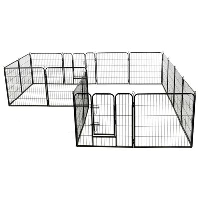 vidaXL Dog Playpen 16 Panels Steel 31.5"x31.5" Black
