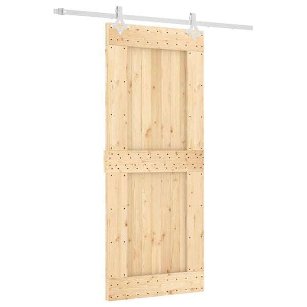 vidaXL Sliding Door with Hardware Set 33.5x82.7" Solid Wood Pine