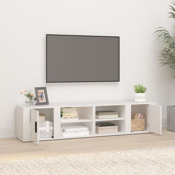 vidaXL TV Cabinet Set of 2 White Engineered Wood Medium TV Cabinet